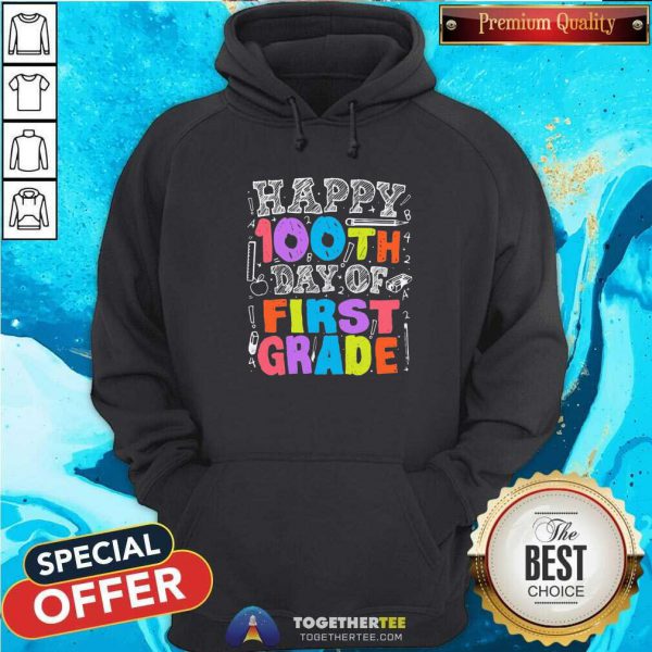 Pretty Happy 100th Day Of First Grade Math 2021 Shirt - Image 2