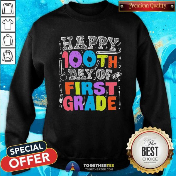 Pretty Happy 100th Day Of First Grade Math 2021 Shirt - Image 5
