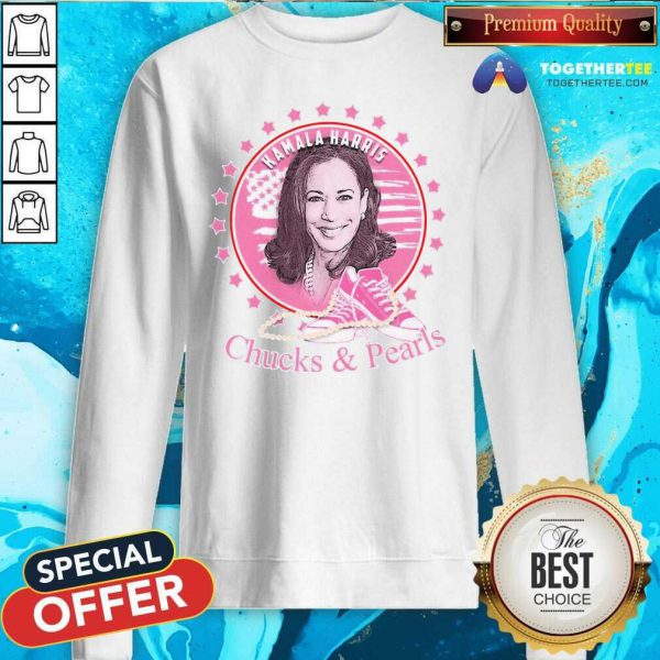 Pretty Kamala Harris Chucks And Pearls 2021 Pink America Shirt - Image 5