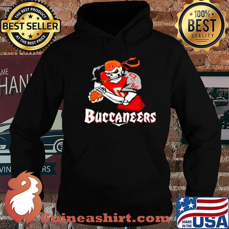 Skeleton playing Rugby Buccaneers shirt