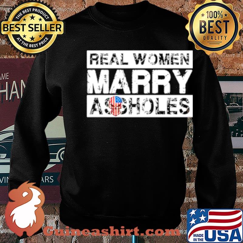 Skull American flag real woman Marry Assholes s Sweater