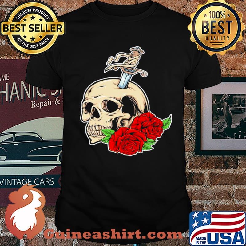Skull shirt skull roses s Unisex