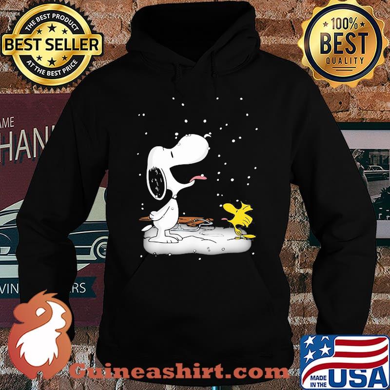 Snoopy With Woodstock Playing In The Snow Shirt Hoodie