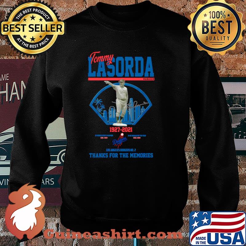 The Tommy Lasorda Of La Dodgers 1927 2021 Signature Thanks For The Memories s Sweater