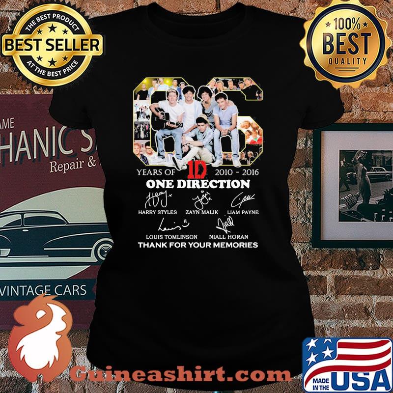 06 Years Of 2010 2016 One Direction Thank You For The Memories Shirt Laides tee