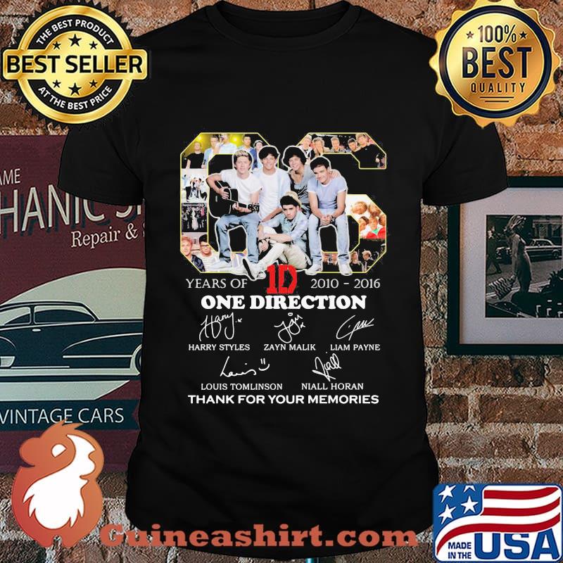 06 Years Of 2010 2016 One Direction Thank You For The Memories Shirt