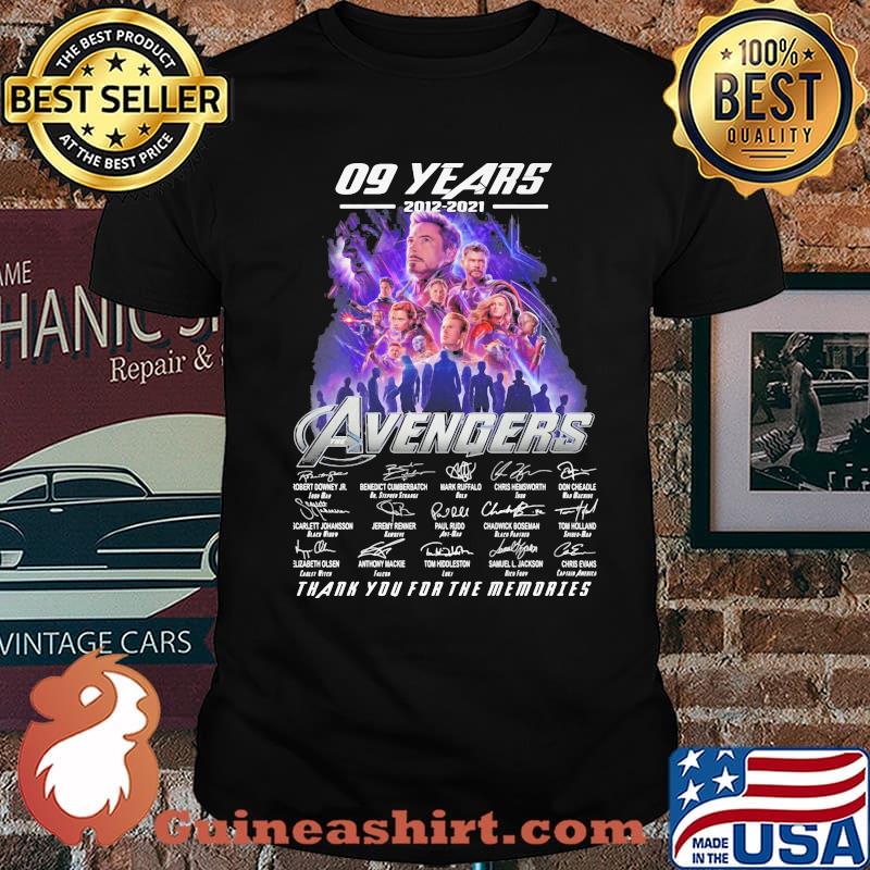 09 Years 2012 2021 Avengers Thank You For The Memories Signature Shirt