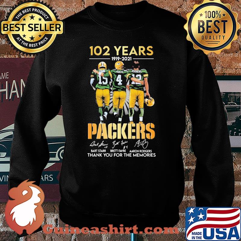 102 Years 1919 2021 Packers Thank You For The Memories Signature Shirt Sweater