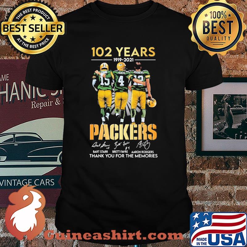 102 Years 1919 2021 Packers Thank You For The Memories Signature Shirt
