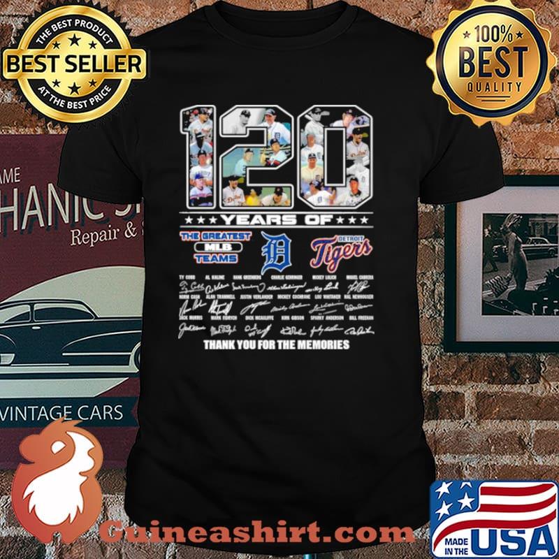 120 Years Of Detroit Tigers Signatures Thank You For The Memories shirt