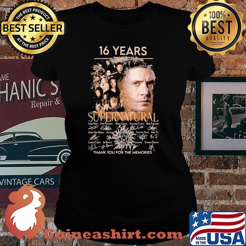 16 Years 2005 2021 Supernatural Thank You For The Memories Signature Shirt Laides tee