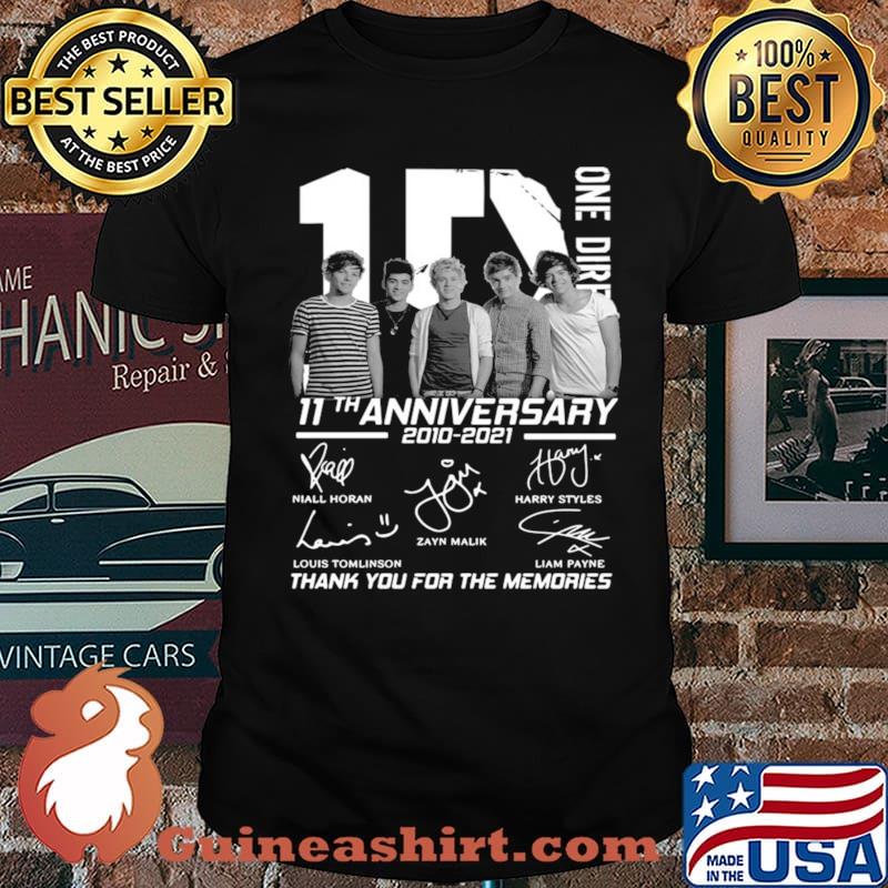 1D one Direction 11th anniversary 2010 2021 signatures thank you for the memories shirt