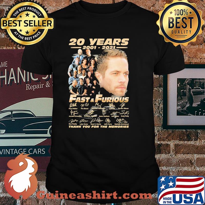 20 Years 2001 2021 Fast & Furious Thank You For The Memories Signature Shirt