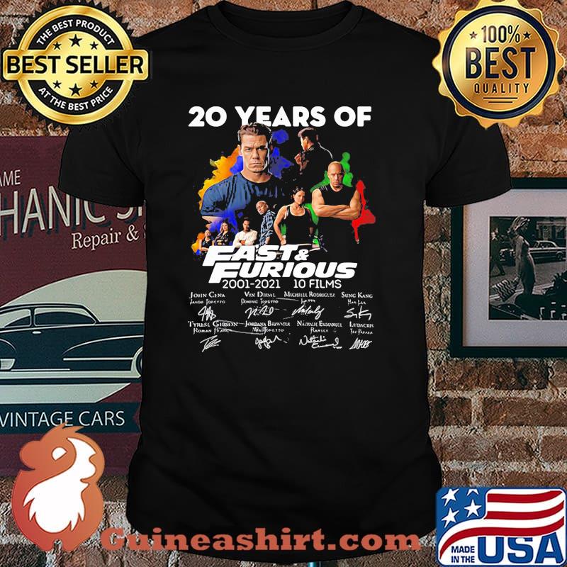 20 Years Of Fast And Furious 2001 2021 10 Films Signatures Shirt