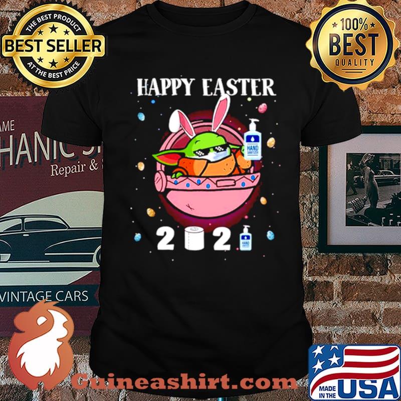2021 Baby Yoda wearing face mask Happy Easter shirt