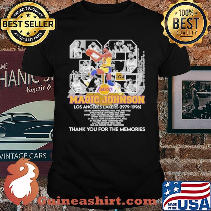 23 Magic Johnson Los Angeles Lakers1979 1996 Thank You For The Memories Signature Shirt