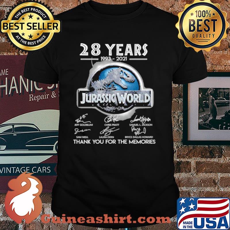 28 Years 1993 2021 Jurassic World Signatures Thank You For The Memories Shirt