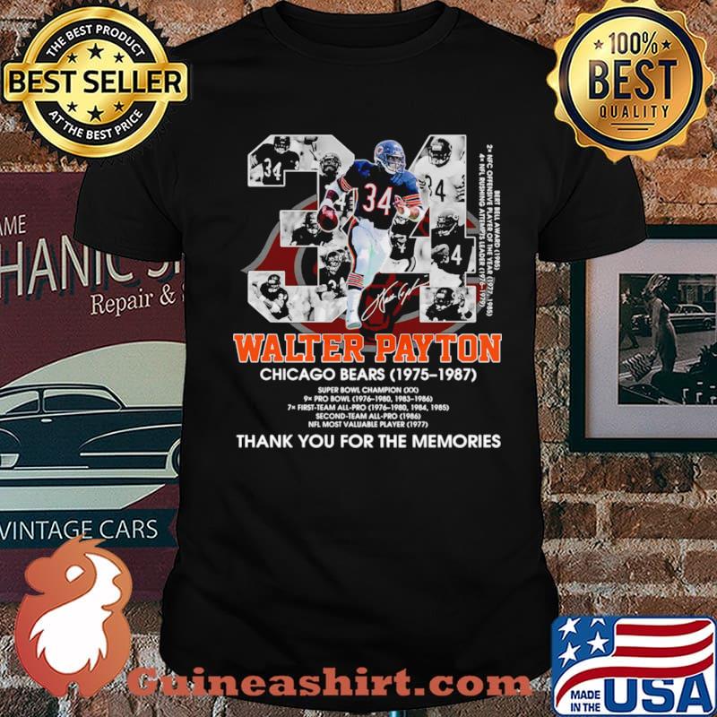 34 walter payton chicago bears thank you for the memories shirt