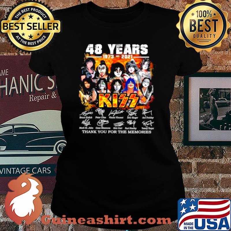 48 Years 1973 2021 Kiss Thank You For The Memories Signatures Shirt Laides tee
