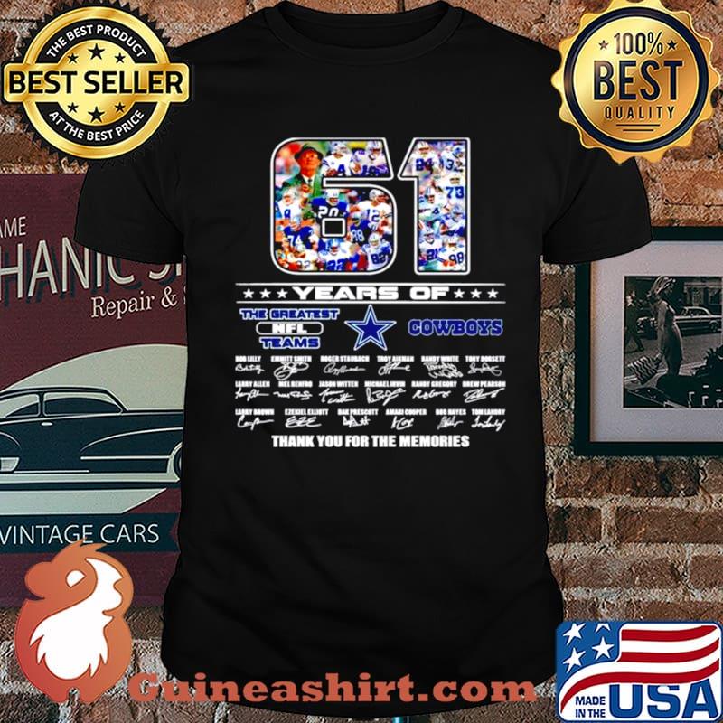 61 years of the greatest NFL teams Dallas Cowboys thank you for the memories signatures shirt