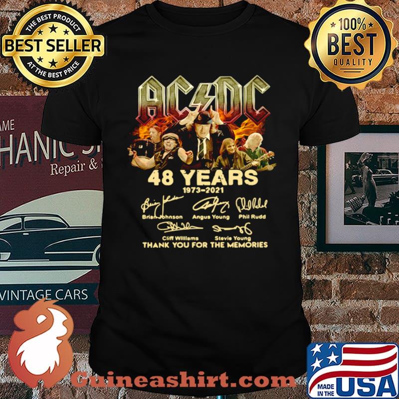 AC DC 48 Years 1973 2021 signatures thank you for the memories shirt