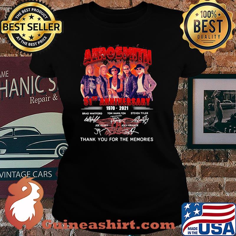Aerosmith 51th Anniversary 1970 2021 Thank You For The Memories Signature Shirt Laides tee