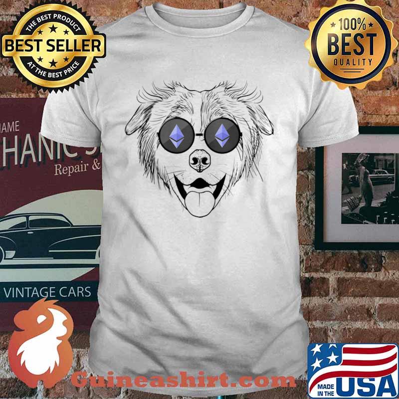 Australian Shepherd Dog Wearing Ethereum Sunglasses shirt