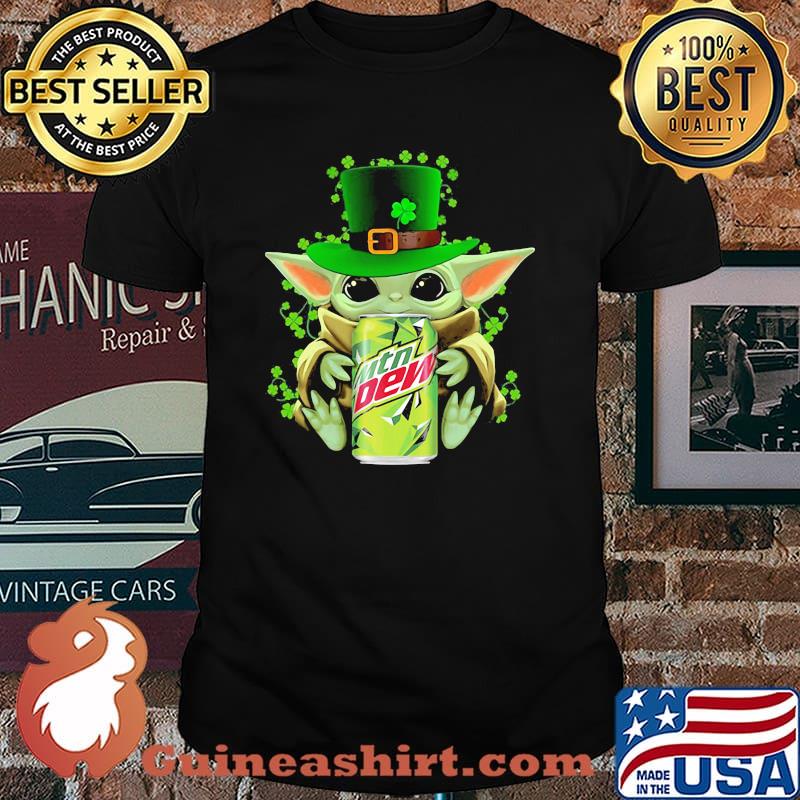 Baby Yoda Hug Mtn Dew Irish Patricks Day Shirt