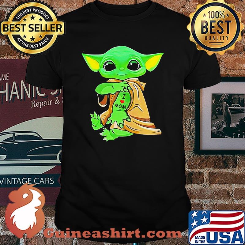 Baby Yoda Tattoo I Love Mom Shirt