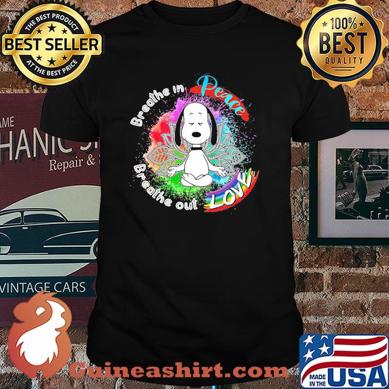 Breathe In Peace Breathe Out Love Snoopy Yoga Lgbt Shirt