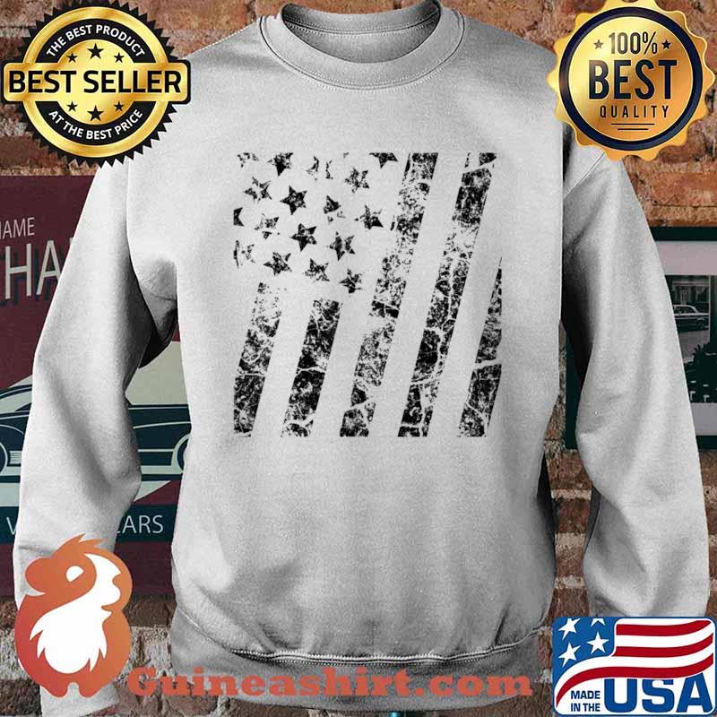 Distressed Black White Boys Girls American Flag Shirt Sweater