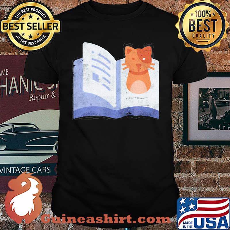 Distressed Book And Cat Reading Introvert shirt