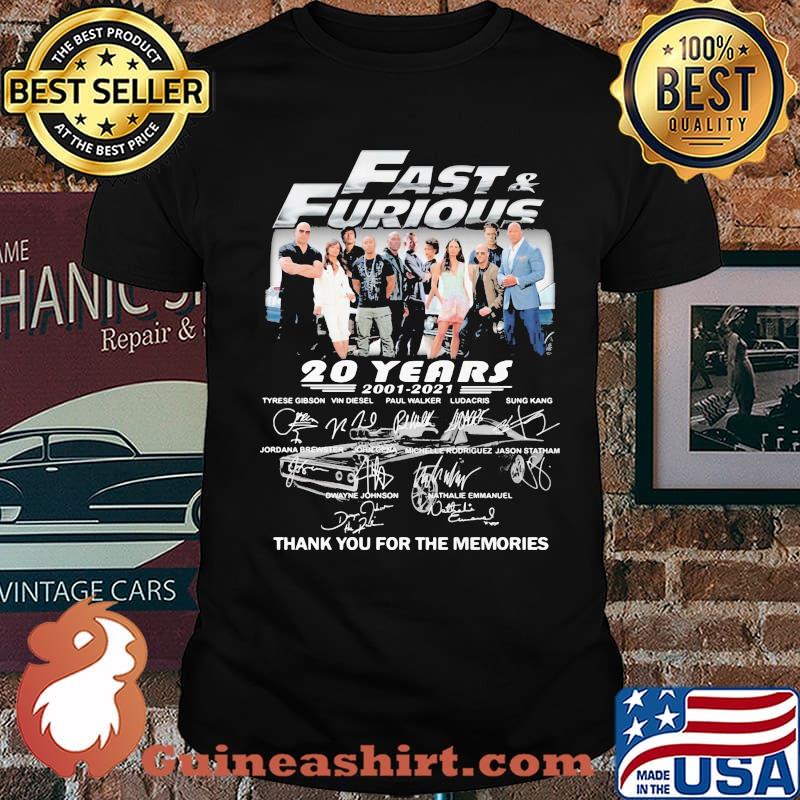 Fast And Furious 20 Years 2001 2021 Thank You For The Memories Shirt