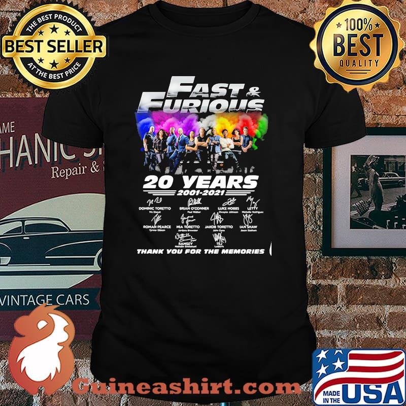 Fast And Furious 20 Years 2001 2021 Thank You For The Memories Signature Shirt