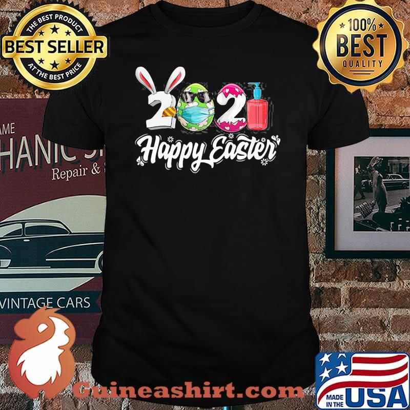 Happy Easter Day 2021 Bunny Colorful Egg Wearing Mask Shirt