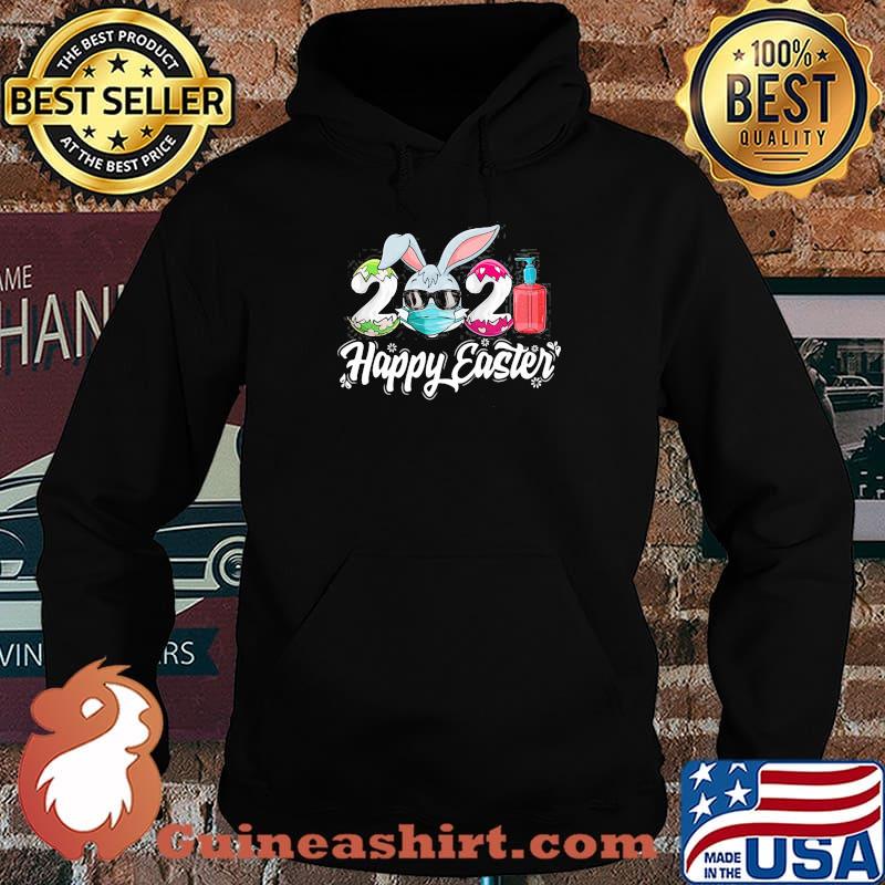 Happy Easter Day 2021 Bunny Wearing Mask Colorful Egg Shirt Hoodie