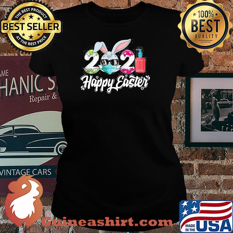 Happy Easter Day 2021 Bunny Wearing Mask Colorful Egg Shirt Laides tee