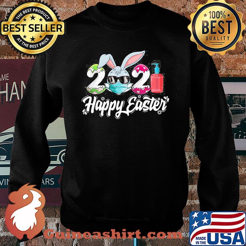 Happy Easter Day 2021 Bunny Wearing Mask Colorful Egg Shirt Sweater