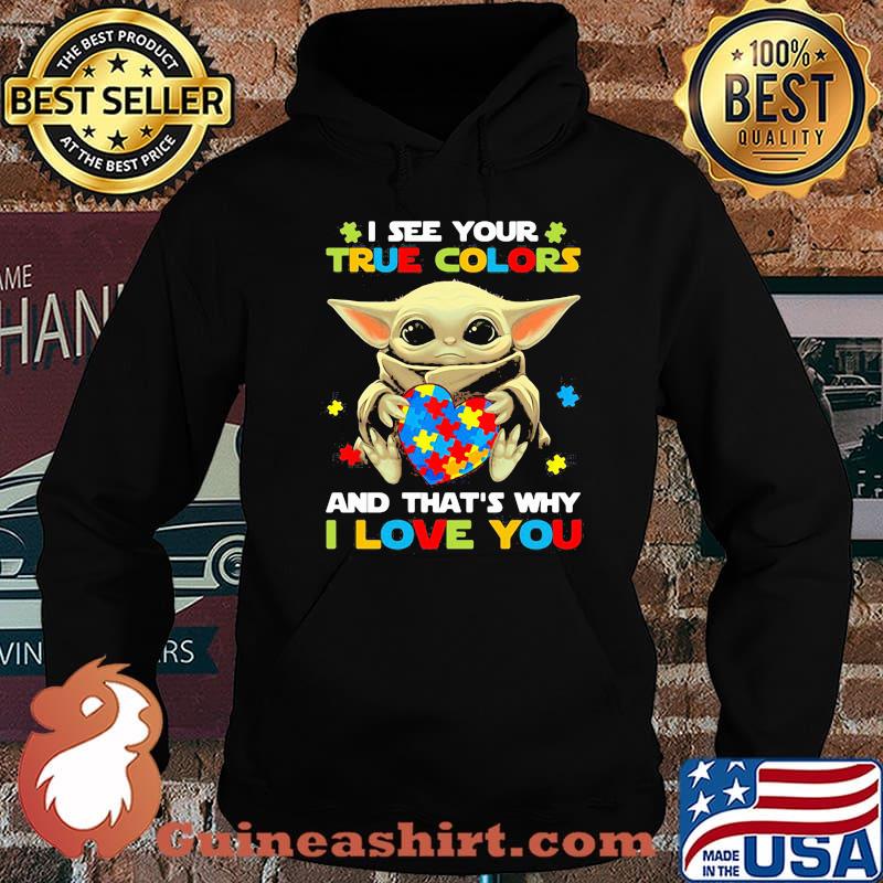 I See Your True Colors And That’s Why I Love You Baby Yoda Autism Awareness Shirt Hoodie