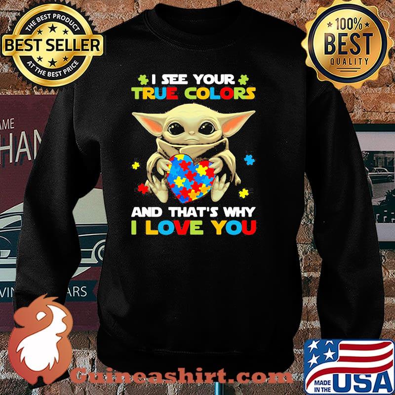 I See Your True Colors And That’s Why I Love You Baby Yoda Autism Awareness Shirt Sweater