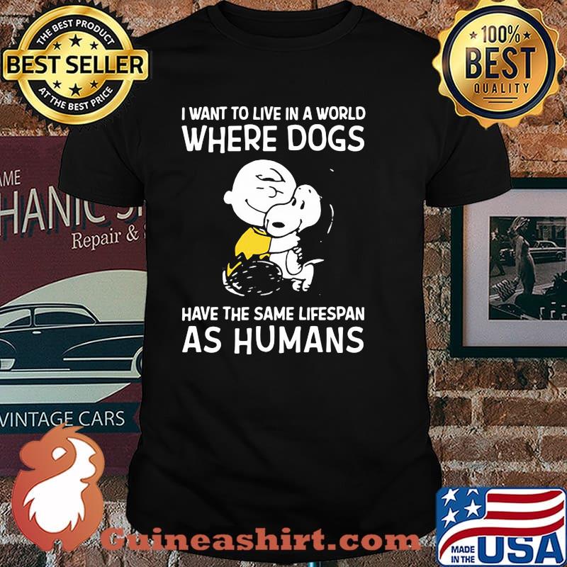 I Want To Live In A World Where Dogs Have The Same Lifespan As Humans Charlie And Snoopy Shirt