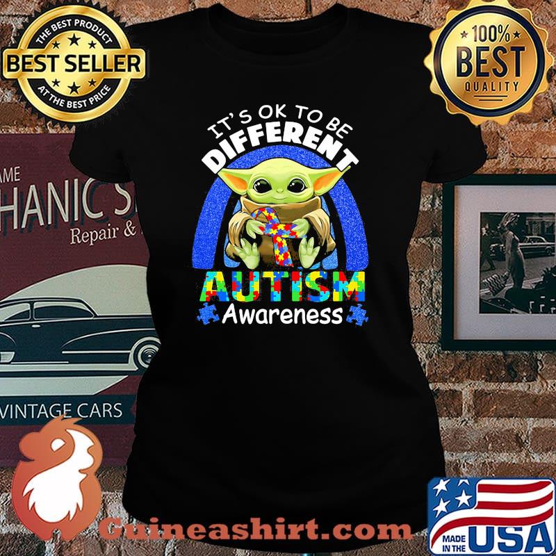 It’s Ok To Be Different Autism Awareness Baby Yoda Shirt Laides tee
