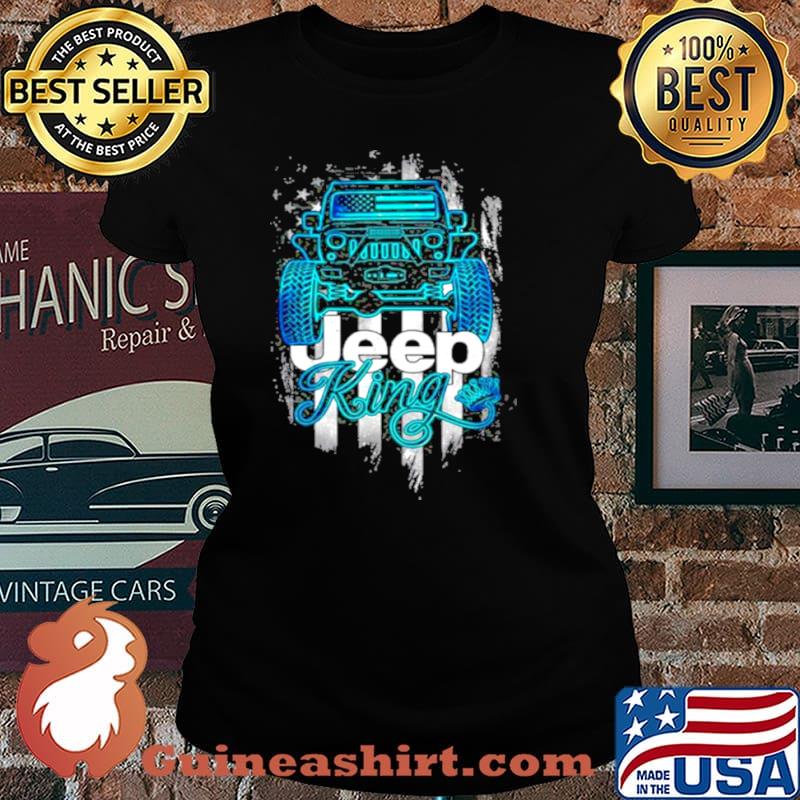 Jeep King Jeep Lover American Flag Crown Vintage Retro Shirt Laides tee