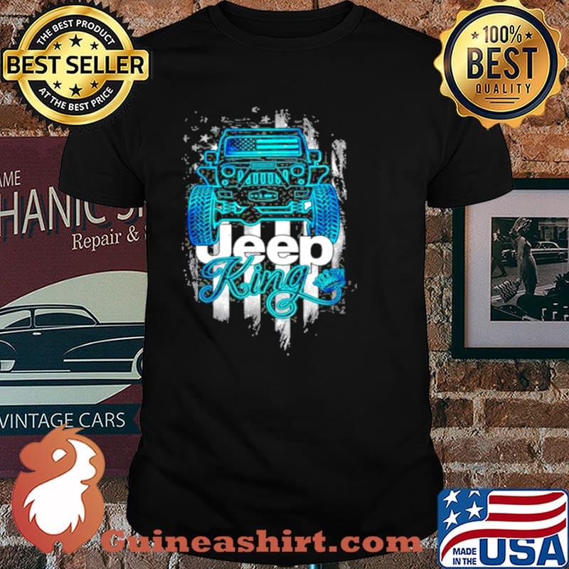 Jeep King Jeep Lover American Flag Crown Vintage Retro Shirt
