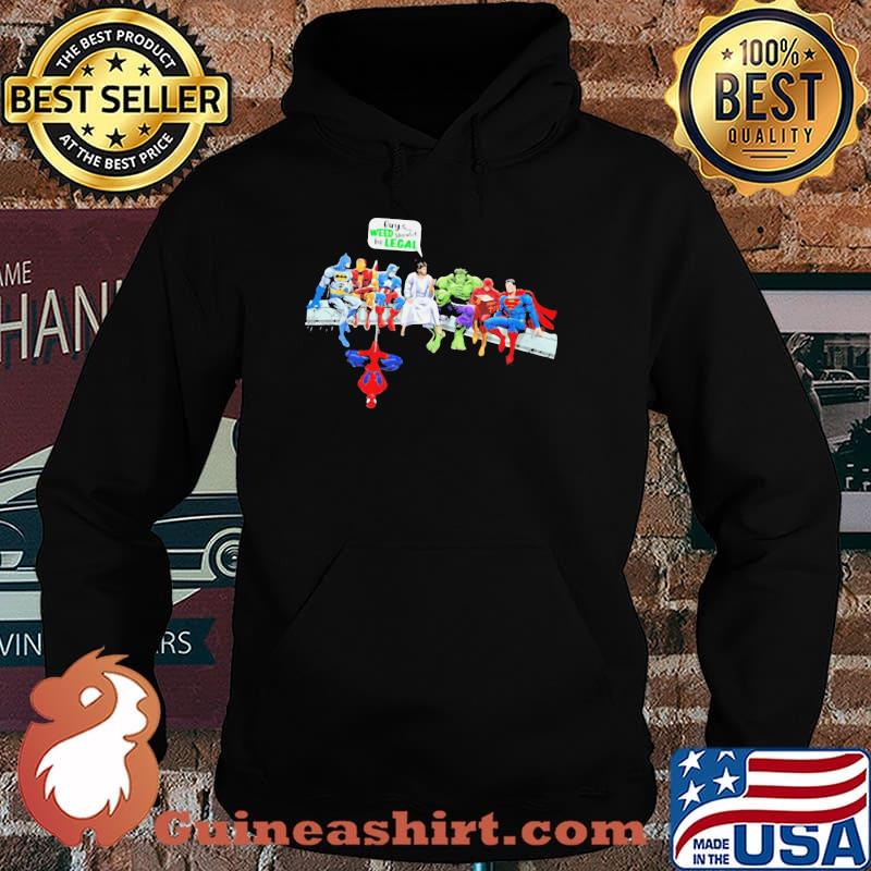 JESUS AND CHIBI SUPERHEROES GUYS WEED SHOULD BE LEGAL SHIRT