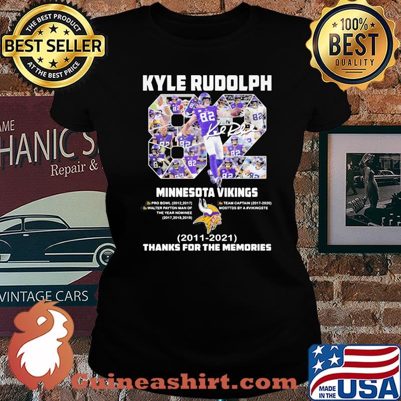 Kyle Rudolph 82 Minnesota Vikings 2011 2021 Thanks For The Memories Shirt Laides tee