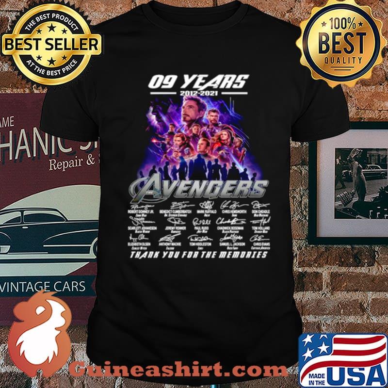 Marvel Avengers 09 Years 2012 2021 Signatures Thanks For The Memories shirt