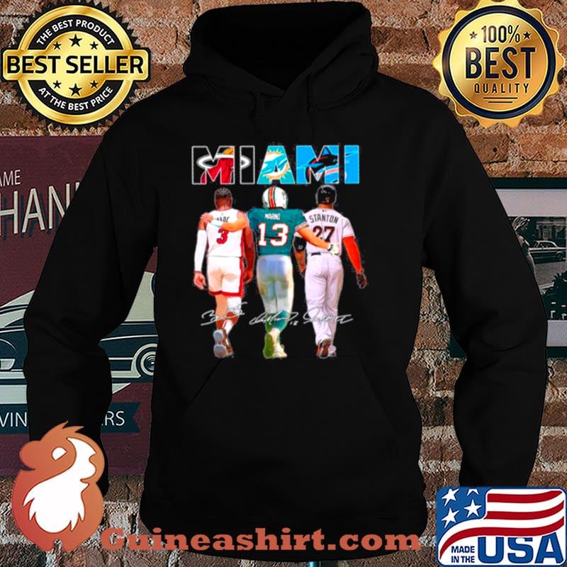 Miami Sport Teams 3 Wade 13 Marino And 27 Stanton Signatures Hoodie