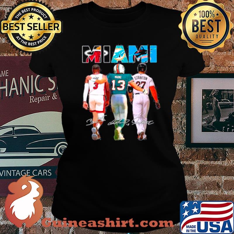 Miami Sport Teams 3 Wade 13 Marino And 27 Stanton Signatures Laides tee