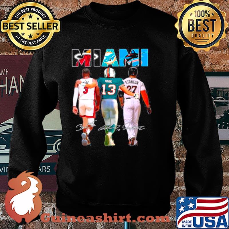 Miami Sport Teams 3 Wade 13 Marino And 27 Stanton Signatures Sweater